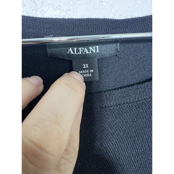 Alfani Plus Size 3XL Asymmetrical Hem Striped Sweater Black $76 Black White - Picture 4 of 5